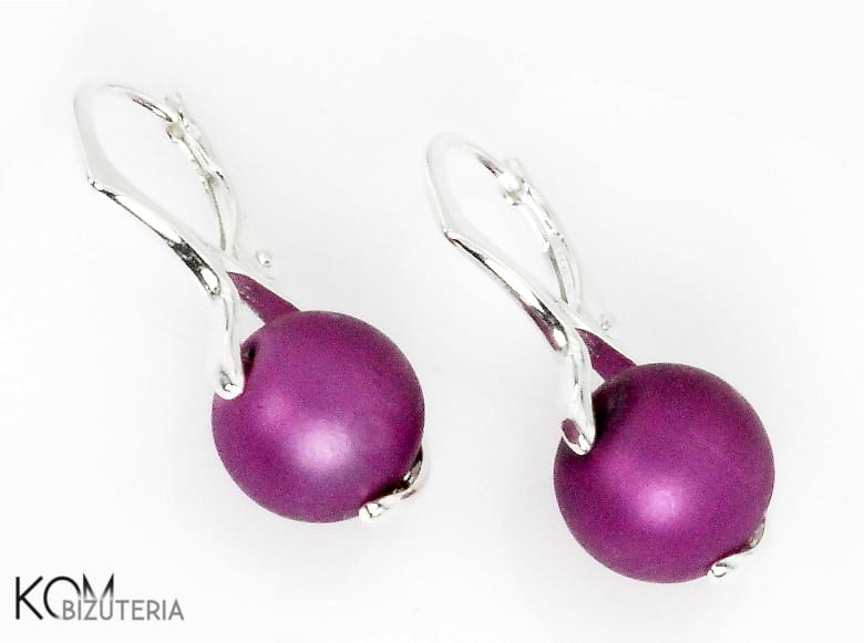 kolczyk kulka fiolet earring violet gold zloto