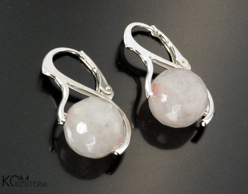kolczyk kulka biel mleko mleczny earring srebro srebrny