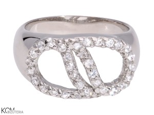 Pierścionek srebrny z cyrkoniami w kształcie kropel, srebro 925, cyrkonie