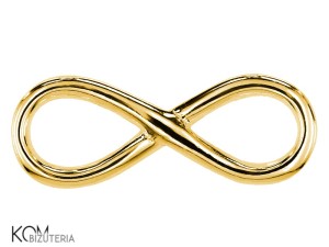Pozłacana, srebrna ozdobna zawieszka, charm, łącznik nieskończoność 17x7mm w71