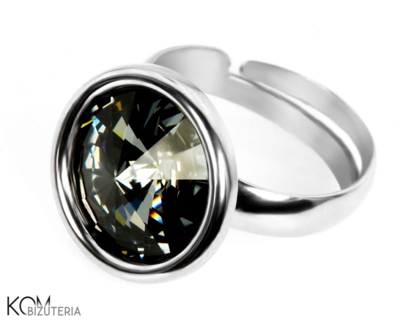 pierscionek srebro rivoli crystal silver night czarny szary 12 mm swarovski kom bizuteria.jpg