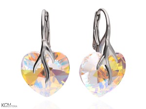 LOVE Rainbow heart crystal AB - silver earrings with Swarovski® crystals