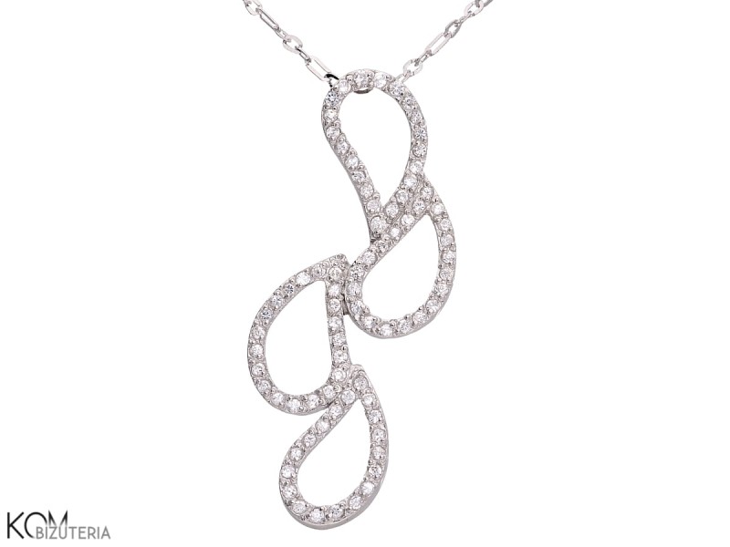 wisiorek srebrny kropelki z cyrkoniami i łańcuszkiem.jpg