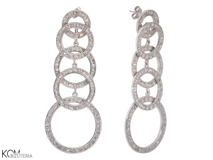 Wiszące kolczyki pierścienie, srebro 925, cyrkonie