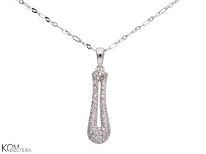 Wisiorek łezka z cyrkoniami, srebro 925, cyrkonie