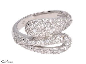 Srebrny pierścionek z cyrkoniami w kształcie łezki, srebro 925, cyrkonie