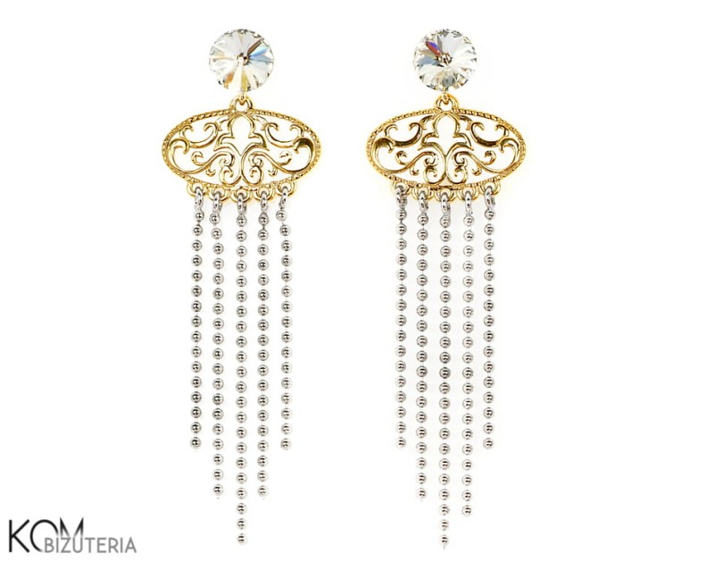 kolczyki glamour swarovski crystal rivoli zloto srebro lancuch sztyft kom bizuteria cale.jpg