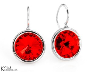 Kolczyki haczyki duże oczko, srebro 925, 1,2 cm okrągłe kryształy Swarovski®
