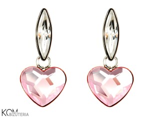LOVE rosaline heart - silver earrings with Swarovski® crystals