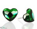 kolczyki sztyfty studs serce heart dark moss green zielen zielony swarovski srebro rodowane kom bizuteria.JPG