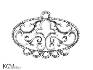 Srebrna ozdobna zawieszka, charm łącznik chandelier z 5 haczykami 15x21mm w84