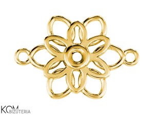 Pozłacana, srebrna zawieszka ozdobna, charm, łącznik, kwiat, płatek śniegu 26x18mm w101
