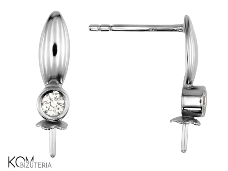 250 srebro cyrkonie kolczyki sztyft szteker stud polfabrykat silver zirconia kom bizuteria .JPG