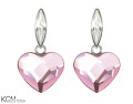 kolczyk sztyft stud serce rosaline jasny roz rozowy pink krysztal swarovski navette migdal crystal krysztal srebro rodowane kom bizuteria.JPG