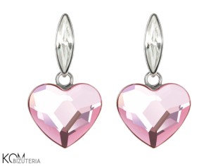 LOVE big rosaline heart - silver stud earrings with Swarovski® crystals
