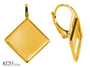 Gold-plated, silver leverback earwire earring with setting for crystals: square (ex 2493) 12mm kz79