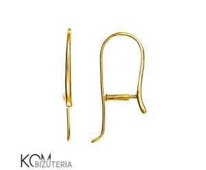 Pozłacany, srebrny bigiel otwarty, haczyk z bolcem do zakucia 30x13mm kz14