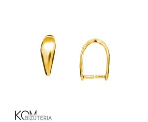 Pozłacana, srebrna krawatka, zawieszka zaciskowa 7x2mm kw1