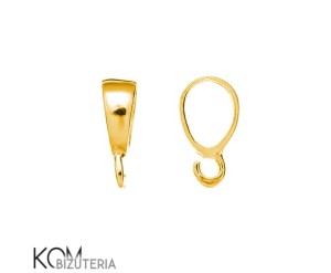 Pozłacana, srebrna krawatka, zawieszka z haczykiem 11x3mm w9