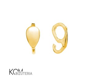 Pozłacana, srebrna krawatka, zawieszka z haczykiem 8x4 mm w12