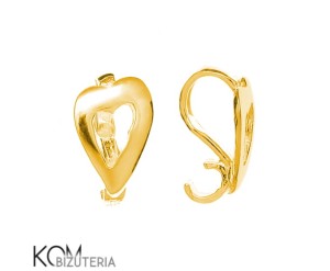 Pozłacna, srebrna krawatka, zawieszka serce, z haczykiem 10x6mm w13