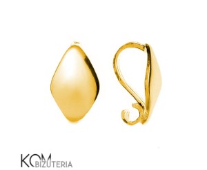 Pozłacana, srebrna krawatka, zawieszka z haczykiem 11x6mm w14