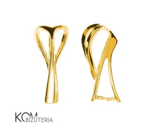 Pozłacana, srebrna krawatka, zawieszka zaciskowa 17x7 mm w17