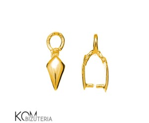 Pozłacna, srebrna krawatka, zawieszka zaciskowa 10x3 mm z kółeczkiem na górze w19