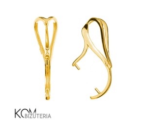 Pozłacana, srebrna krawatka, zawieszka zaciskowa 23x6mm do perełek 10 mm w30