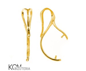 Pozłacana, srebrna krawatka, zawieszka zaciskowa 30x6mm do perełek 15 mm w31