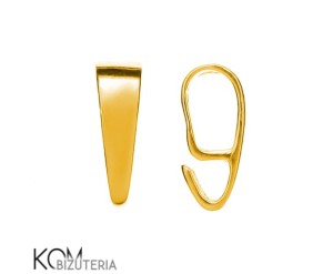 Pozłacana, srebrna krawatka, zawieszka z haczykiem 10x3mm w34