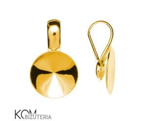 Pozłacana, srebrna zawieszka z okrągłą, wklęsłą miseczką do kryształów rivoli 1122 10mm (SS47) w35