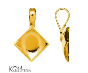 Pozłącana, srebrna zawieszka z wklęsłą miseczką do kryształów kwadrat (np 2493) 10mm w38