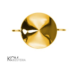 Pozłacana, srebrna zawieszka łącznik z okrągłą, wklęsłą miseczką do kryształów rivoli 1122 12mm w41.2 B