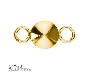 Pozłacana, srebrna zawieszka łącznik z okrągłą, wklęsłą miseczką do kryształów rivoli 1122 6mm w41.2