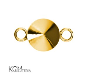 Pozłacana, srebrna zawieszka łącznik z okrągłą, wklęsłą miseczką do kryształów rivoli 1122 8mm w41.2