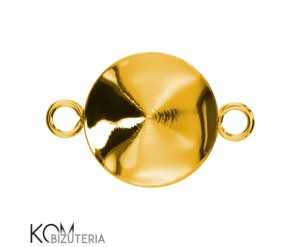 Pozłacana, srebrna zawieszka łącznik z okrągłą, wklęsłą miseczką do kryształów rivoli 1122 12mm w41.2