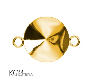 Pozłacana, srebrna zawieszka łącznik z okrągłą, wklęsłą miseczką do kryształów rivoli 1122 14mm w41.2
