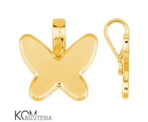Pozłacana, srebrna zawieszka z miseczką do kryształów motyl, motylek 2854 18mm w44