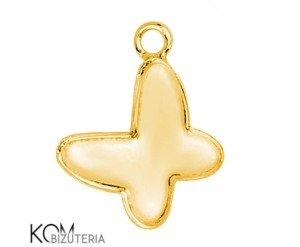 Pozłacana, srebrna zawieszka z miseczką do kryształów motyl 2854 12mm w51