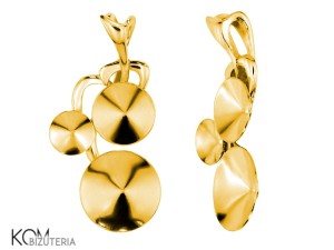 Pozłacana, srebrna zawieszka z trzema okrągłymi, wklęsłymi miseczkami do rivoli 1122 6mm 8mm 10mm w110