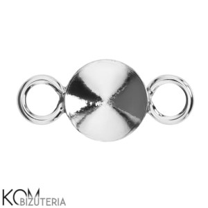 Rodowana, srebrna zawieszka łącznik z okrągłą, wklęsłą miseczką do kryształów rivoli 1122 6mm w41.2