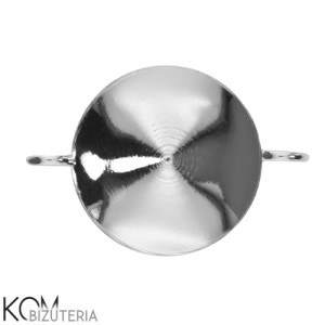 Rodowana, srebrna zawieszka łącznik z okrągłą, wklęsłą miseczką do kryształów rivoli 1122 12mm w41.2