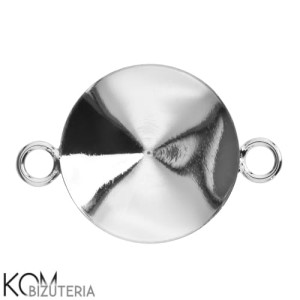 Rodowana, srebrna zawieszka łącznik z okrągłą, wklęsłą miseczką do kryształów rivoli 1122 14mm w41.2