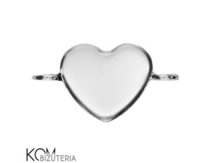 Rodowana, srebrna zawieszka, łącznik z miseczką do kryształów serce 2808 10mm w55