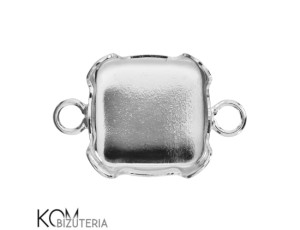 Rodowana, srebrna zawieszka z miseczką do kryształów kwadrat 4470 12mm w64