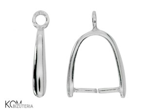 Rodowana, srebrna krawatka, zawieszka zaciskowa z kółeczkiem na górze 16x11mm w69