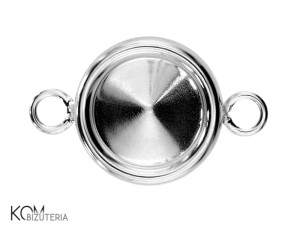 Rodowana, srebrna zawieszka, łącznik, z okrągłą, wklęsłą miseczką do kryształów rivoli 1122 8mm w78