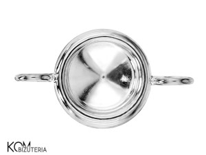 Rodowana, srebrna zawieszka, łącznik, z okrągłą, wklęsłą miseczką do kryształów rivoli 1122 6mm w78.2