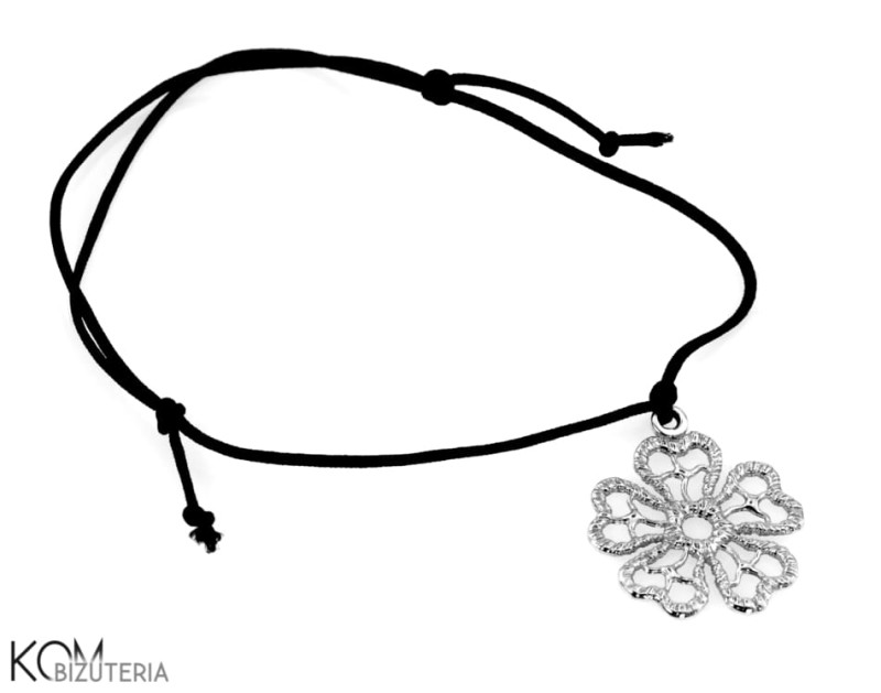 bransoletka lilou charm pleciony kwiat weaved flower srebro silver kom bizuteria.jpg